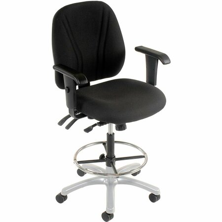INTERION BY GLOBAL INDUSTRIAL Interion Manager Stool With Arms, Fabric, 360 Degree Footrest, Black 808699BK